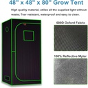 48"x48"x80" Complete Grow Tent Kit w/LED Full Spectrum Grow Light+Air Filter Kit