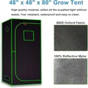 48"x48"x80" Complete Grow Tent Kit w/LED Full Spectrum Grow Light+Air Filter Kit