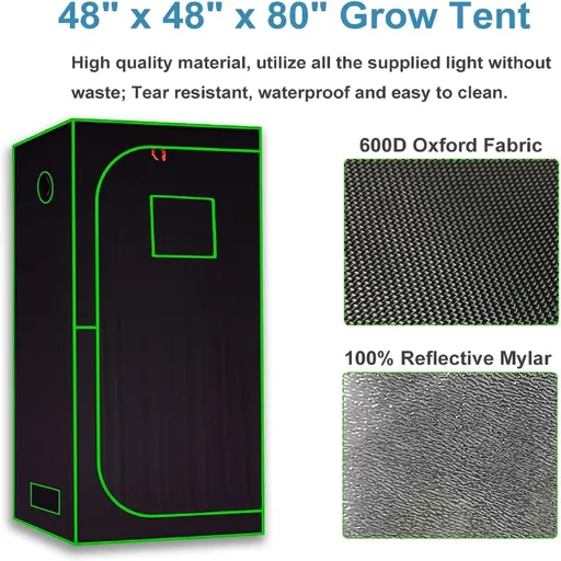 48"x48"x80" Complete Grow Tent Kit w/LED Full Spectrum Grow Light+Air Filter Kit
