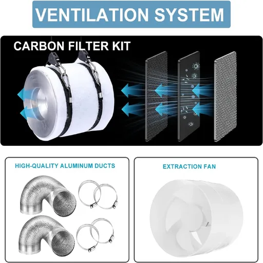 4 x 4 Grow Tent Kit With LED Lights Complete Grow Kit With Air Filter 48" x 48" x 80"