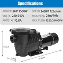 Dual Speed 2HP High-Flo INGROUND Swimming Pool Pump Strainer Energy Saving 230V