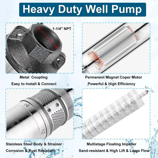 1/2 HP 4 inch Deep Well Submersible Pump 110V 25GPM 150FT Lift 33FT Cord With Control Box