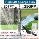 1/2 HP 4 inch Deep Well Submersible Pump 110V 25GPM 150FT Lift 33FT Cord With Control Box
