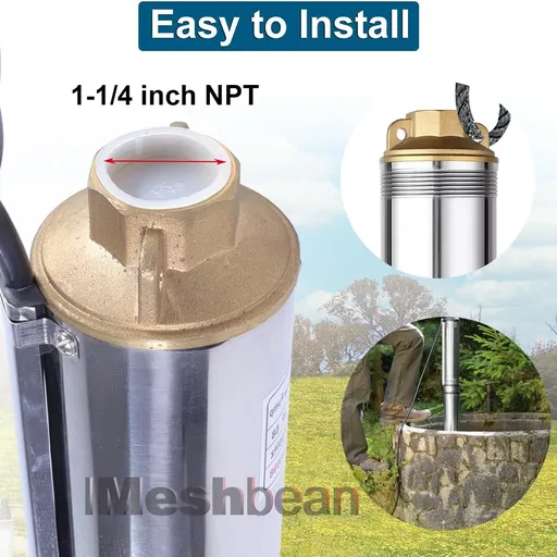 3/4 HP 3 inch Deep Well Submersible Pump 110V 13GPM 247ft Lift 33FT Cord 1.25 inch NPT Discharge