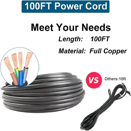1 HP 3 inch Deep Well Submersible Pump 110V 13GPM 247FT Head 100FT Cord Stainless Steel