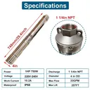 1 HP 4 inch Deep Well Submersible Pump 220V 33GPM 257ft Lift 50ft Cord 1.25 inch NPT Discharge