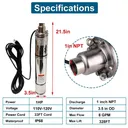 1 HP 3.5 inch Deep Well Submersible Pump 110V 8GPM 328ft Lift 33ft Cord 1 inch NPT Discharge