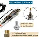 1 HP 3.5 inch Deep Well Submersible Pump 110V 8GPM 328ft Lift 33ft Cord 1 inch NPT Discharge