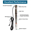1/2 HP 2 inch Deep Well Submersible Pump 220V 4.4GPM 164ft Lift 33ft Cord 3/4 inch NPT Discharge