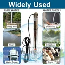 1/2 HP 2 inch Deep Well Submersible Pump 220V 4.4GPM 164ft Lift 33ft Cord 3/4 inch NPT Discharge