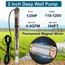 1/2 HP 2 inch Deep Well Submersible Pump 110V 4.4GPM 164ft Lift 33ft Cord 3/4 inch NPT Discharge With Control Box