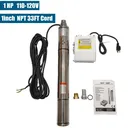 1 HP 3 inch Deep Well Submersible Pump 110V 10GPM 380ft Lift 33ft Cord 1 inch NPT Discharge With Control Box