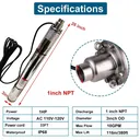 1 HP 3 inch Deep Well Submersible Pump 110V 10GPM 380ft Lift 33ft Cord 1 inch NPT Discharge With Control Box