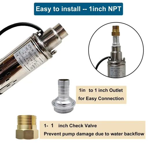 1 HP 3 inch Deep Well Submersible Pump 110V 10GPM 380ft Lift 33ft Cord 1 inch NPT Discharge With Control Box