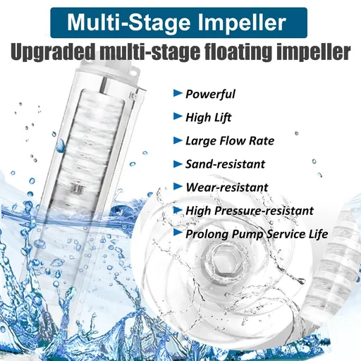1/2 HP 4 inch Deep Well Submersible Pump 110V 25GPM 150ft Lift 33ft Cord 1.25 inch NPT Discharge