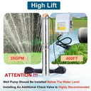 2 HP 4 inch Deep Well Submersible Pump 220V 27GPM 427ft Lift 100ft Cord 1.25 inch NPT Discharge