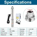1 HP 4 inch Deep Well Submersible Pump 110V 37GPM 207ft Lift 100ft Cord 1.25 inch NPT Discharge With Control Box