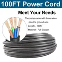 1 HP 4 inch Deep Well Submersible Pump 110V 37GPM 207ft Lift 100ft Cord 1.25 inch NPT Discharge With Control Box