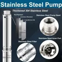 1 HP 4 inch Deep Well Submersible Pump 110V 37GPM 207ft Lift 100ft Cord 1.25 inch NPT Discharge With Control Box