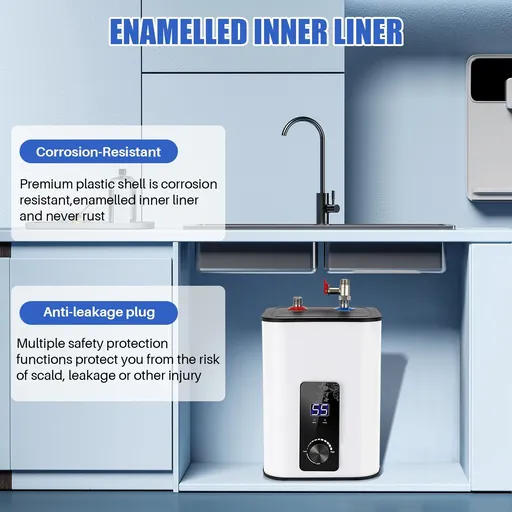 Small  Electric Tank Water Heater With Digital Display For Kitchen Bathroom Home 1500W 110V 95°F-167°F Adjustable 2.6 Gallon 10L