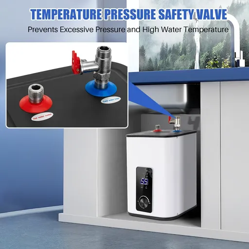 Small  Electric Tank Water Heater With Digital Display For Kitchen Bathroom Home 1500W 110V 95°F-167°F Adjustable 2.6 Gallon 10L