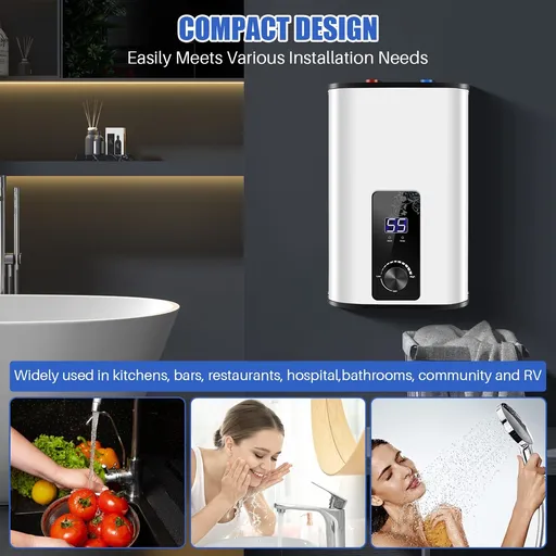 Small  Electric Tank Water Heater With Digital Display For Kitchen Bathroom Home 1500W 110V 95°F-167°F Adjustable 2.6 Gallon 10L