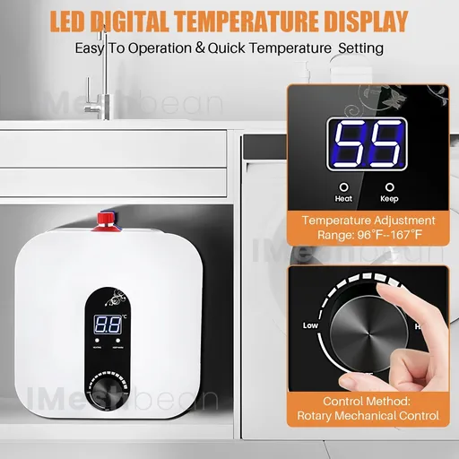 4 Gallon Electric Tank Water Heater Digital Display Kitchen Wholehouse 95°F-167°F