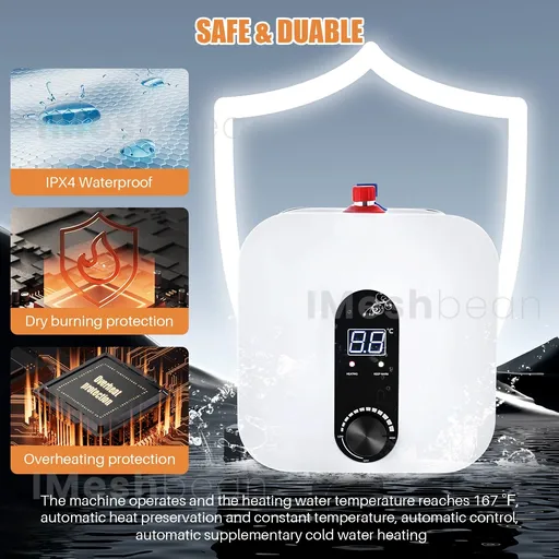 4 Gallon Electric Tank Water Heater Digital Display Kitchen Wholehouse 95°F-167°F