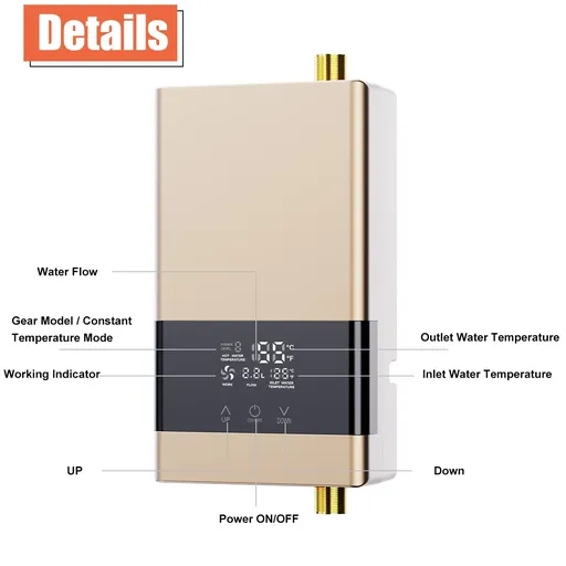 Electric Instant Tankless Water Heater 110V 3000W With Touch Remote Control