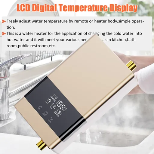 Electric Instant Tankless Water Heater 110V 3000W With Touch Remote Control