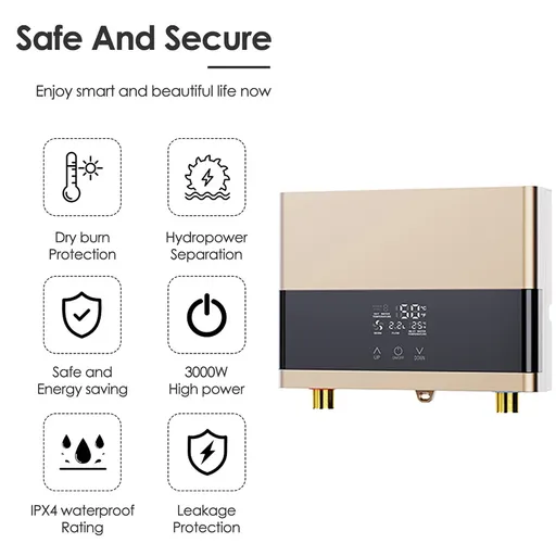Electric Instant Tankless Water Heater 110V 4000W With Touch Remote Control