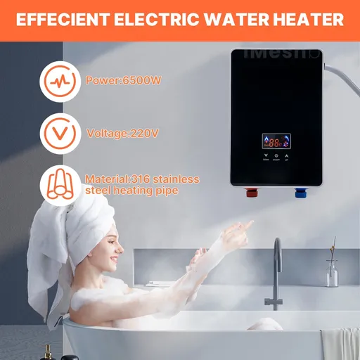220V Tankless Electric Water Heater Instant On Demand Electric Boiler Whole House 6500W