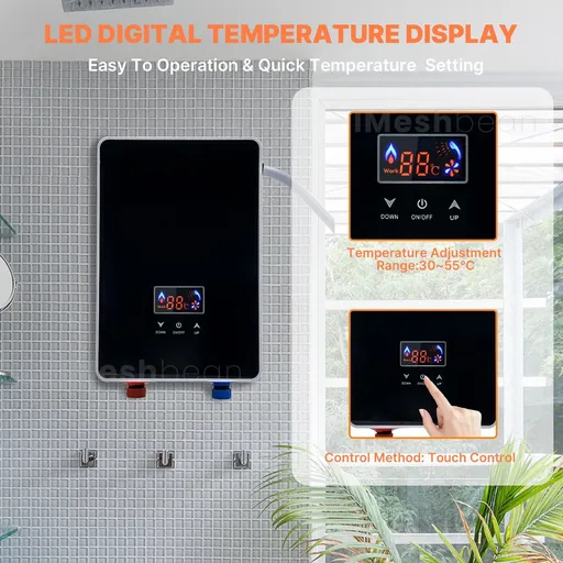 220V Tankless Electric Water Heater Instant On Demand Electric Boiler Whole House 6500W