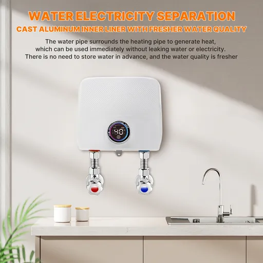 220V Tankless Electric Water Heater Instant With Remote LED Display 6500W