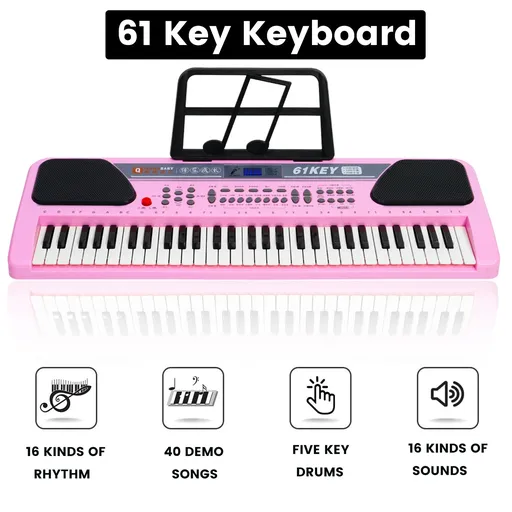 61 Key Music Electronic Keyboard Electric Digital Piano Organ Xmas Gift, Pink