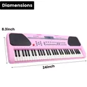61 Key Electric Digital Piano Music Keyboard With Microphone Stand For Kids Beginner Birthday Christmas Gifts Pink