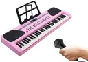 61 Key Electric Digital Piano Music Keyboard With Microphone Stand For Kids Beginner Birthday Christmas Gifts Pink
