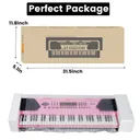 61 Key Electric Digital Piano Music Keyboard With Microphone Stand For Kids Beginner Birthday Christmas Gifts Pink