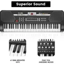 61 Key Electric Digital Piano Music Keyboard With Microphone For Kids Beginner Birthday Christmas Gifts Black