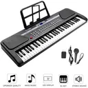 61 Key Music Electronic Keyboard Electric Digital Piano Organ with Stand Xmas Black