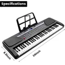 61 Key Music Electronic Keyboard Electric Digital Piano Organ with Stand Xmas Black