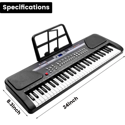 61 Key Music Electronic Keyboard Electric Digital Piano Organ with Stand Xmas Black