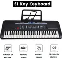 61 Key Music Electronic Keyboard Electric Digital Piano Organ with Stand Xmas Black