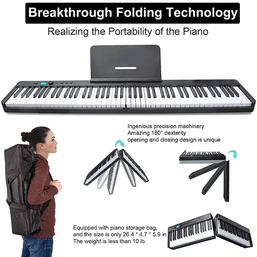 88 Key Electric Digital Piano Keyboard Weighted Key w/ Pedal, Power Supply and Bag