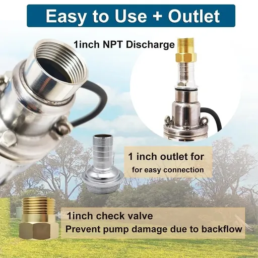 1/2 HP 4 inch Deep Well Submersible Pump 220V 9GPM 328FT Lift 33FT Cord 1 inch NPT Discharge