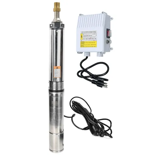 1/2 HP 4 inch Deep Well Submersible Pump 110V 25GPM 207FT Lift 33FT Cord 1.25 inch NPT Discharge With Control Box