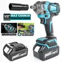 21V Cordless Impact Wrench 1/2" 1200Nm High Torque Brushless Drill w/ 2 Battery