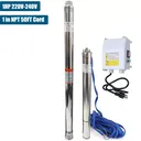 2.5" 1HP Deep Well Submersible Pump 220V 13 GPM 311FT Max 26 Stage 50FT Cord