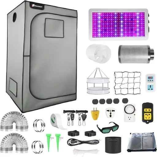 4 x 4 Grow Tent Kit With LED Lights Complete Grow Kit With Air Filter 48" x 48" x 80"