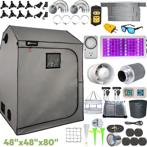 4 x 4 Grow Tent Kit With LED Lights Complete Roof Grow Kit With Air Filter 48" x 48" x 80"
